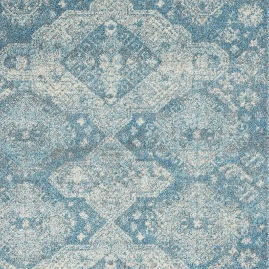 Ivory and Light Blue Medallion Distressed Area Rug Photo 6