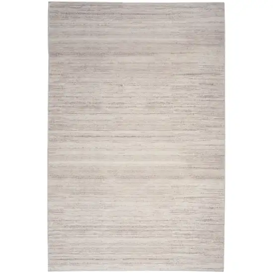 Ivory and Light Brown Abstract Washable Area Rug Photo 2