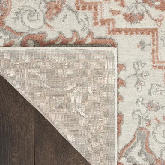 Ivory and Light Taupe Floral Non Skid Area Rug Photo 8