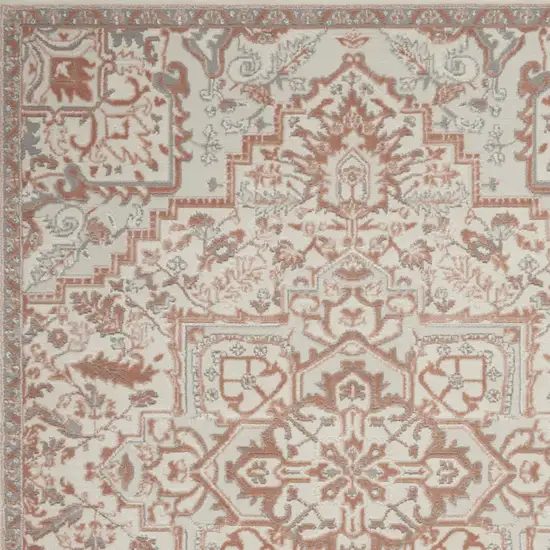 Ivory and Light Taupe Floral Non Skid Area Rug Photo 9