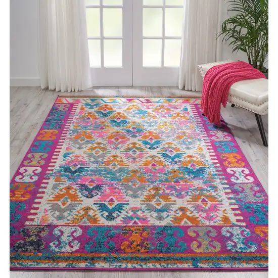 Ivory Geometric Power Loom Area Rug Photo 5