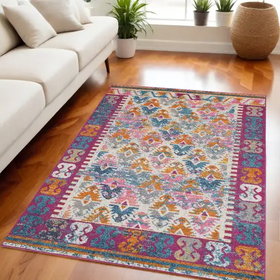 Ivory Geometric Power Loom Area Rug Photo 1