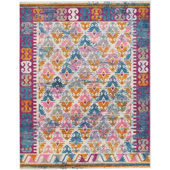 Gray Blue And Orange Ogee Area Rug Photo 2