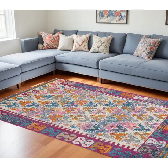 Ivory Geometric Power Loom Area Rug Photo 1