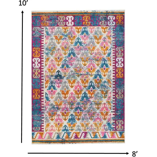 Ivory and Magenta Tribal Pattern Area Rug Photo 2