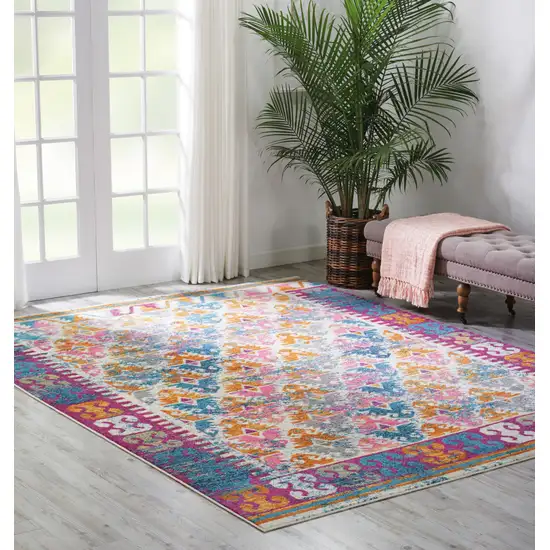 Ivory Geometric Power Loom Area Rug Photo 5