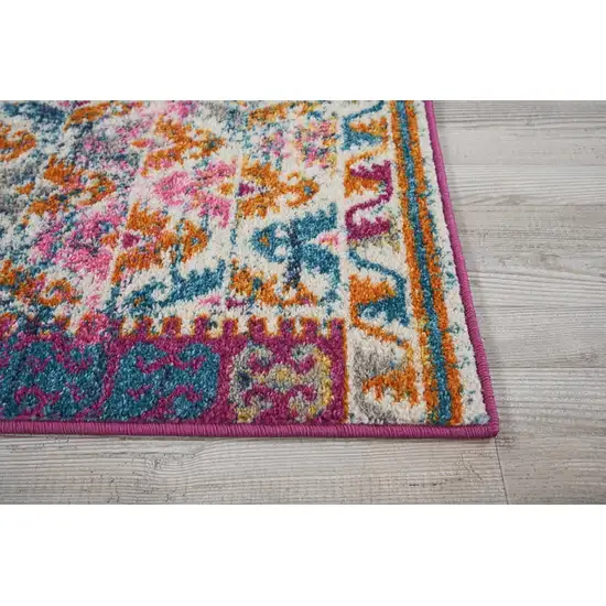 Ivory and Magenta Tribal Pattern Scatter Rug Photo 5