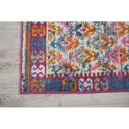 Ivory and Magenta Tribal Pattern Scatter Rug Photo 3