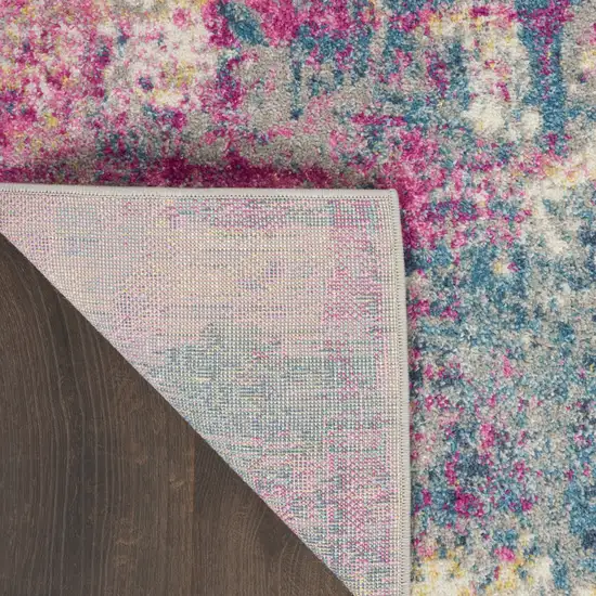 Blue And Pink Abstract Power Loom Area Rug Photo 4