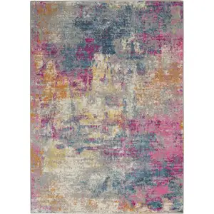 Photo of Ivory and Multi Abstract Area Rug