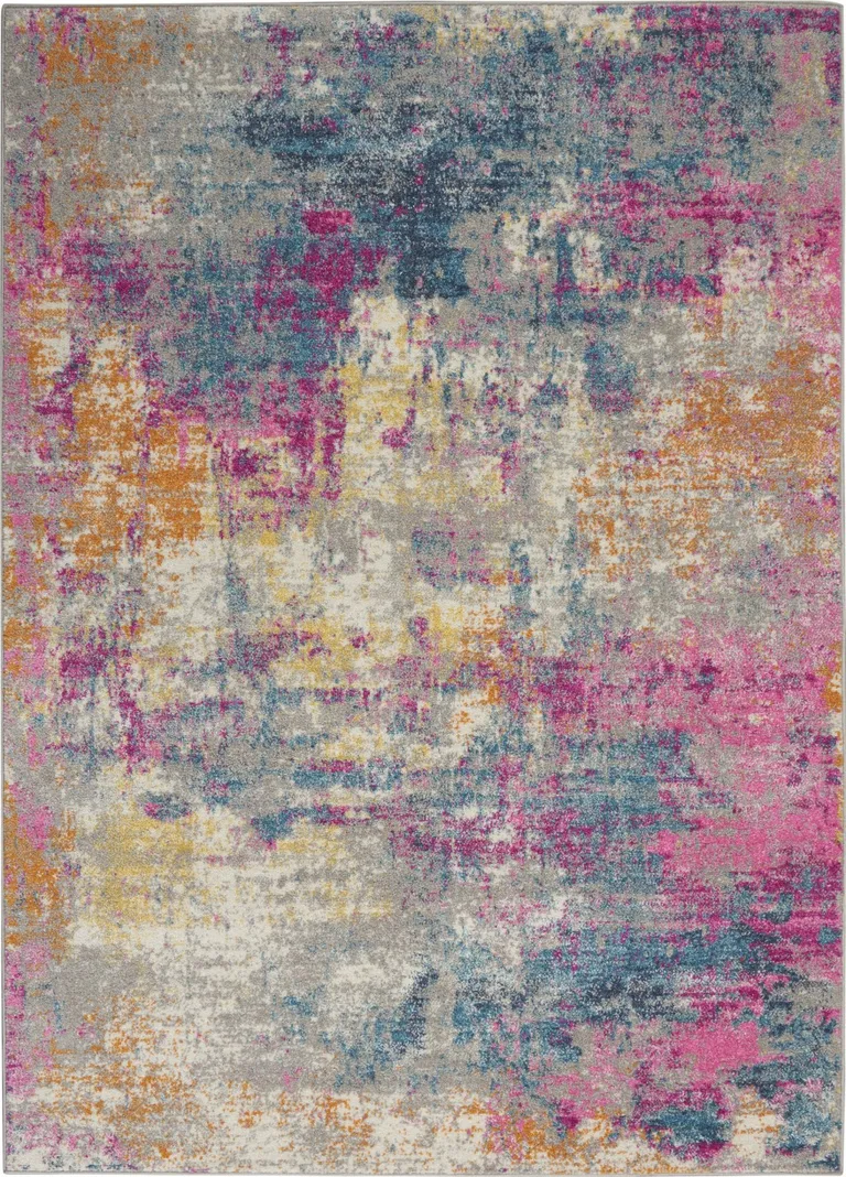 Ivory and Multi Abstract Area Rug Photo 1