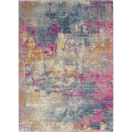 Blue And Pink Abstract Power Loom Area Rug Photo 1