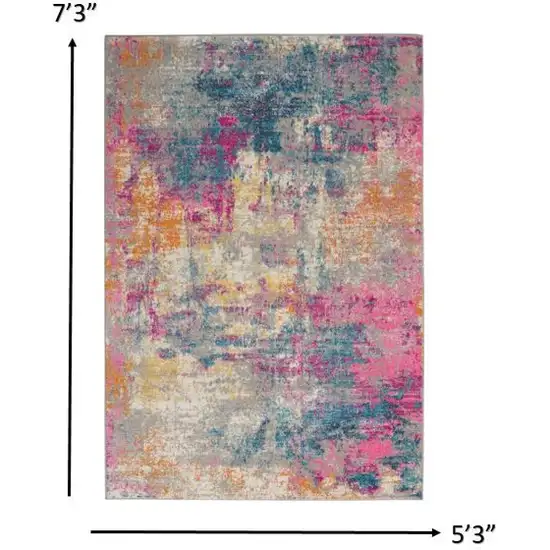 Ivory and Multi Abstract Area Rug Photo 6