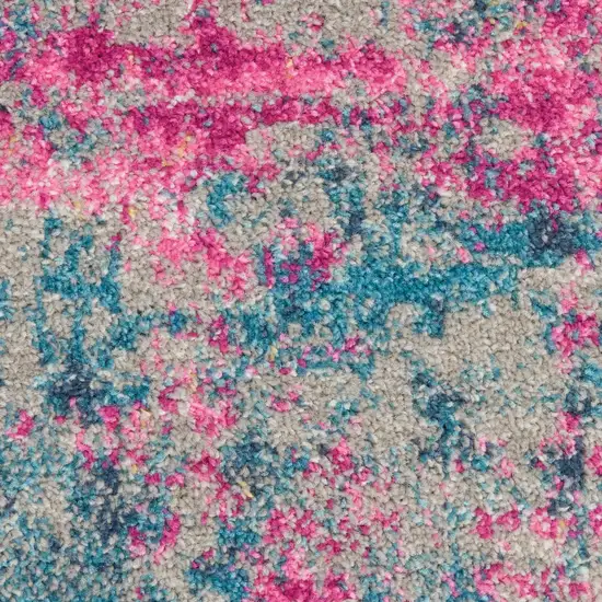 Blue And Pink Abstract Power Loom Area Rug Photo 3