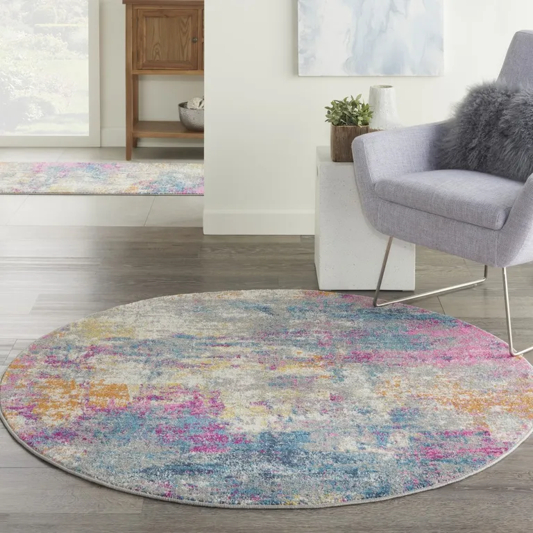 Ivory and Multi Abstract Area Rug Photo 4