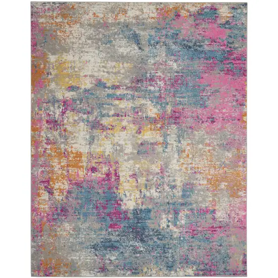 Blue And Pink Abstract Power Loom Area Rug Photo 2