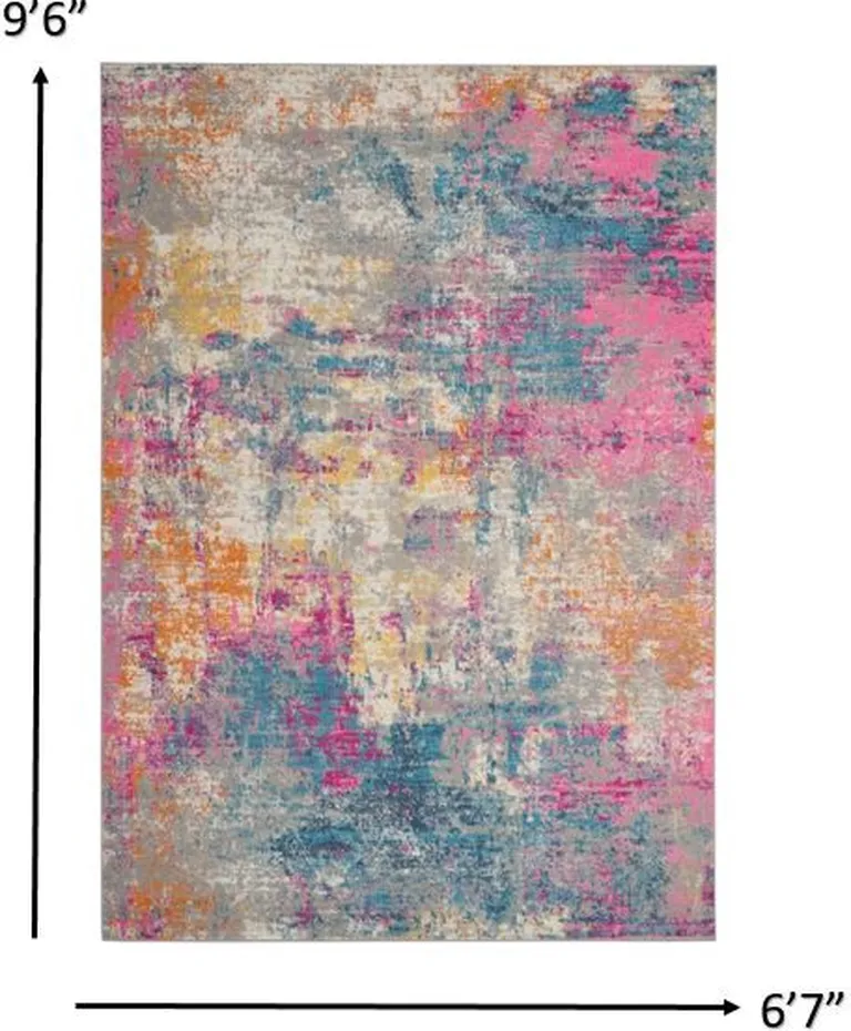 Ivory and Multi Abstract Area Rug Photo 5