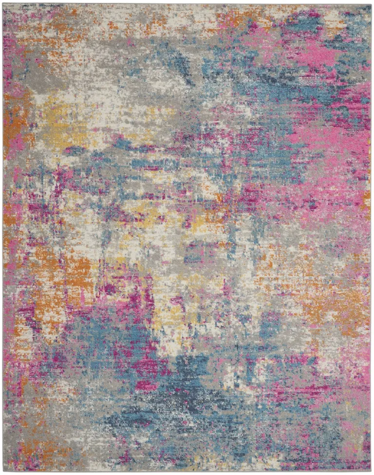 Ivory and Multi Abstract Area Rug Photo 1