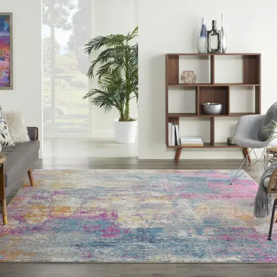 Ivory and Multi Abstract Area Rug Photo 6