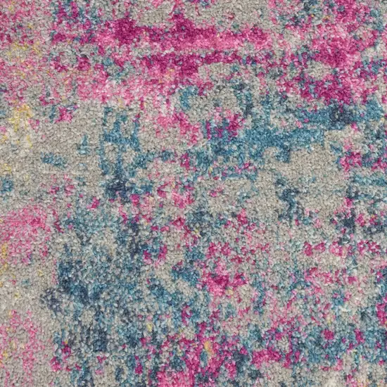 Blue And Pink Abstract Power Loom Area Rug Photo 4