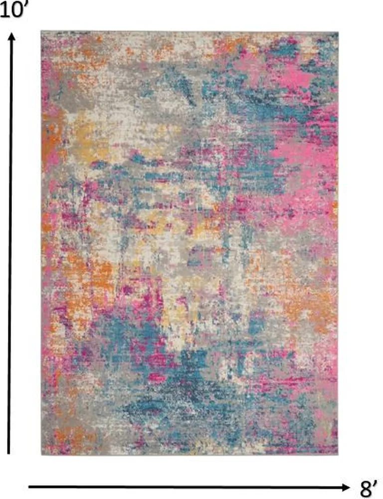 Ivory and Multi Abstract Area Rug Photo 5