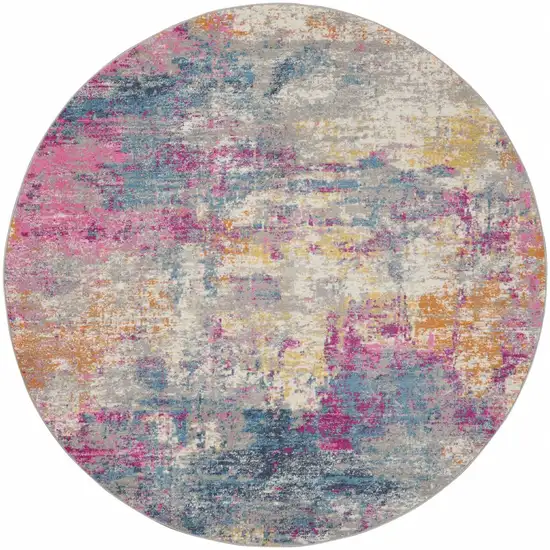 Ivory and Multi Abstract Area Rug Photo 9