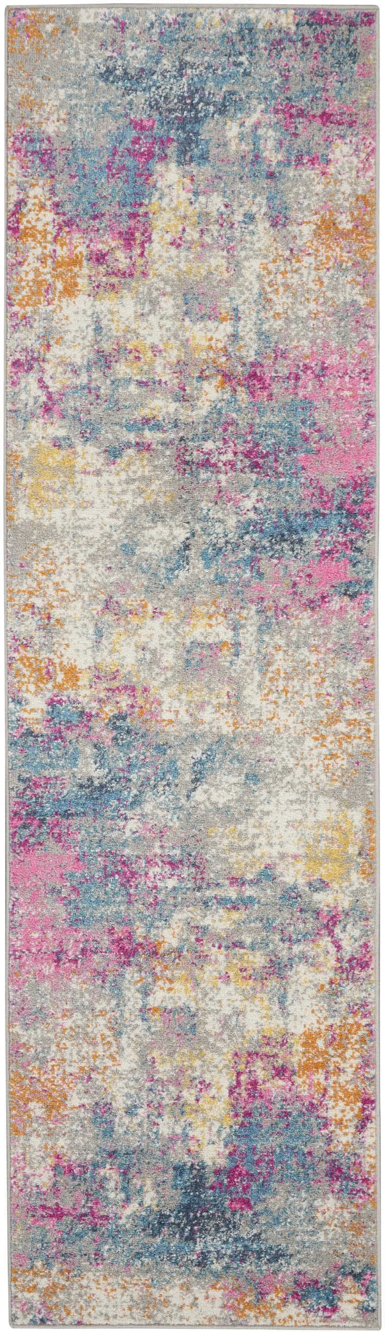 Ivory and Multi Abstract Runner Rug Photo 1