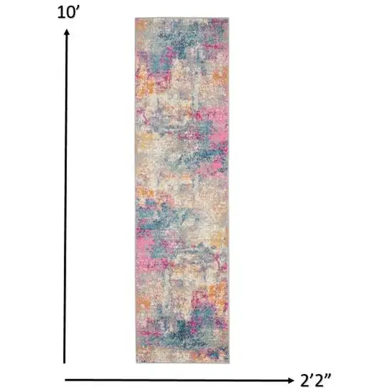 Ivory and Multi Abstract Runner Rug Photo 5