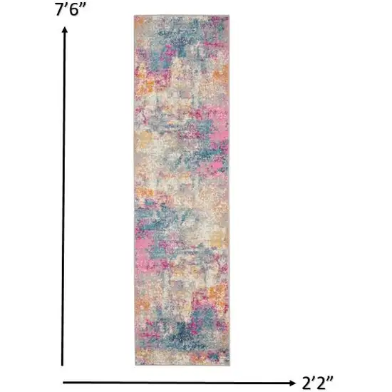 Ivory and Multi Abstract Runner Rug Photo 5