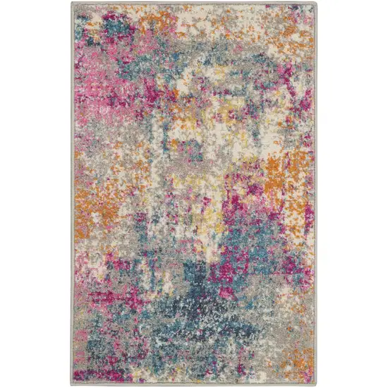 Blue And Pink Abstract Power Loom Area Rug Photo 2