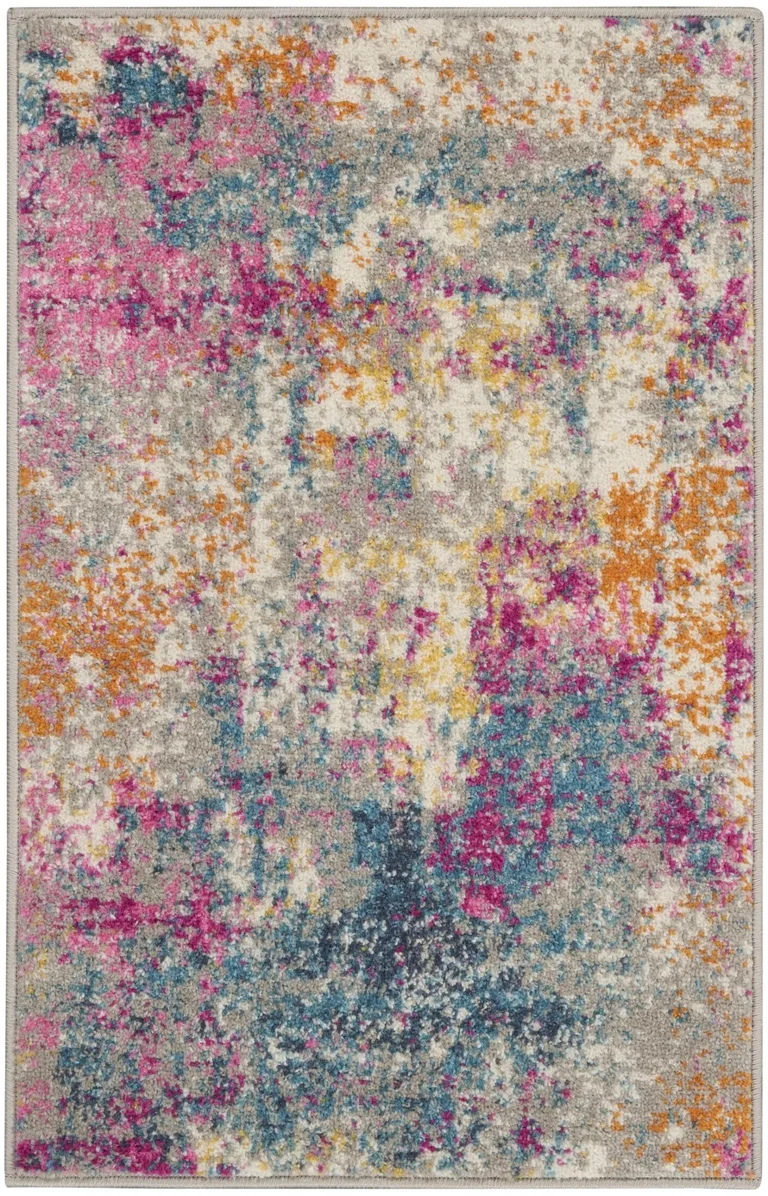 Ivory and Multi Abstract Scatter Rug Photo 1