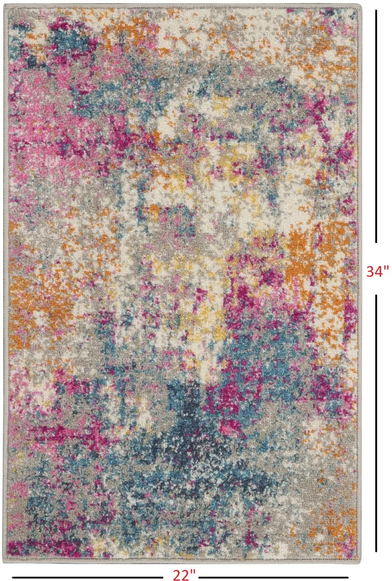 Ivory and Multi Abstract Scatter Rug Photo 5