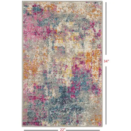 Ivory and Multi Abstract Scatter Rug Photo 5