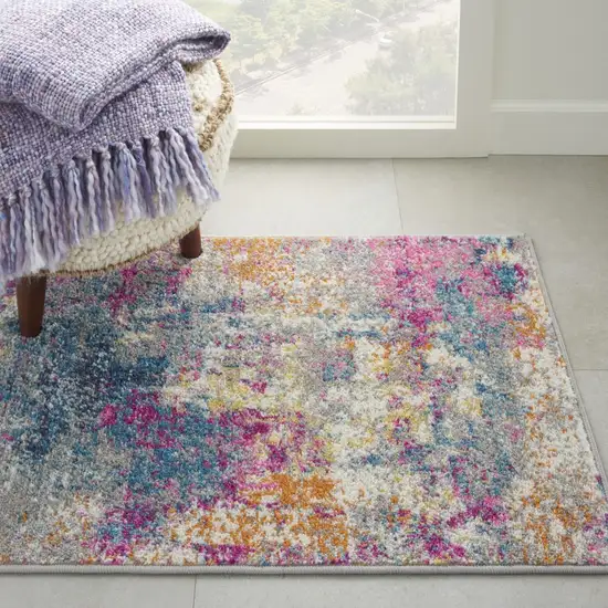 Ivory and Multi Abstract Scatter Rug Photo 6