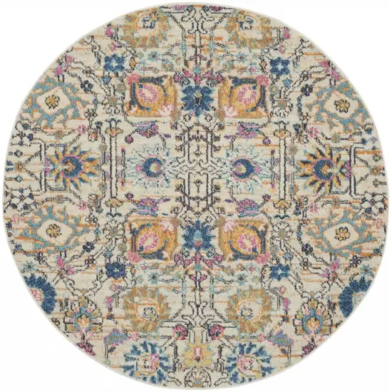 Ivory and Multicolor Floral Buds Area Rug Photo 1