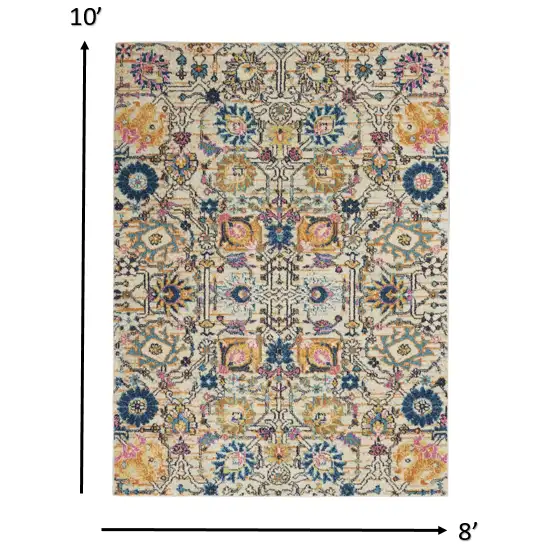 Orange And Ivory Floral Power Loom Area Rug Photo 7