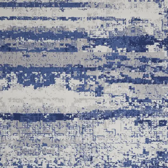 Ivory and Navy Blue Abstract Distressed Non Skid Area Rug Photo 6