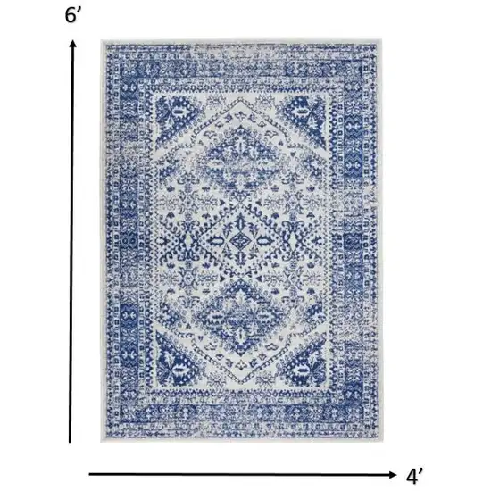 Ivory and Navy Geometric Area Rug Photo 3