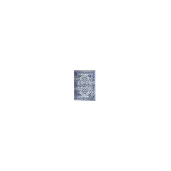 Ivory and Navy Geometric Area Rug Photo 1