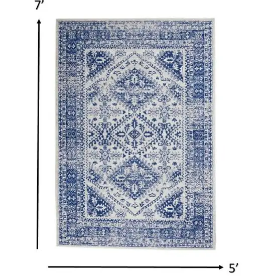 Ivory and Navy Geometric Area Rug Photo 3