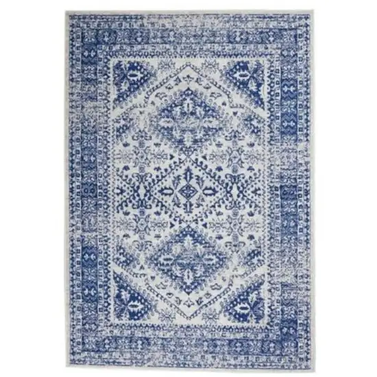 Navy Blue Geometric Dhurrie Area Rug Photo 6