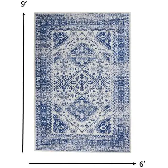 Ivory and Navy Geometric Area Rug Photo 3