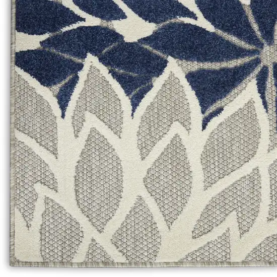 Ivory And Blue Floral Indoor Outdoor Area Rug Photo 5