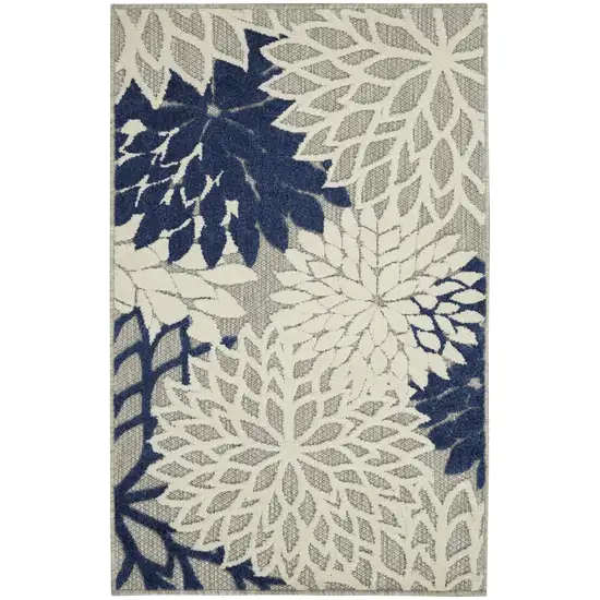 Ivory and Navy Indoor Outdoor Area Rug Photo 1