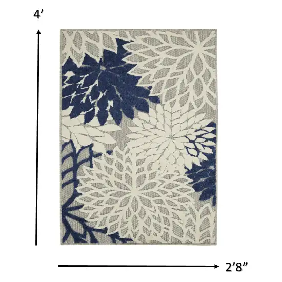 Ivory and Navy Indoor Outdoor Area Rug Photo 5