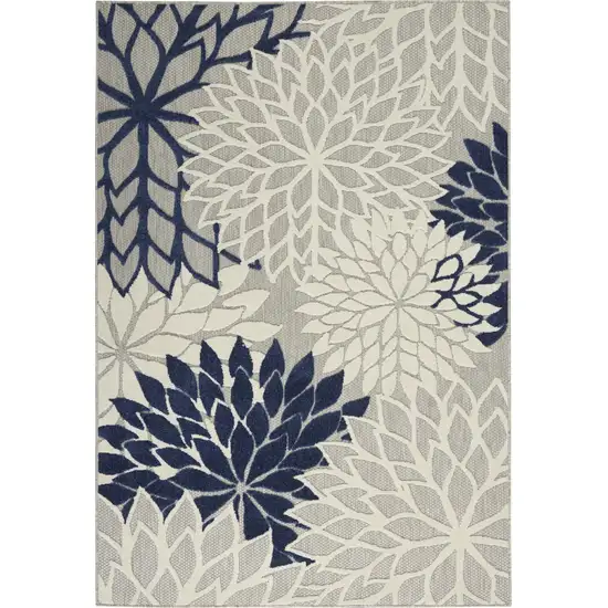 Ivory and Navy Indoor Outdoor Area Rug Photo 1