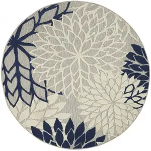 Photo of Ivory and Navy Indoor Outdoor Area Rug