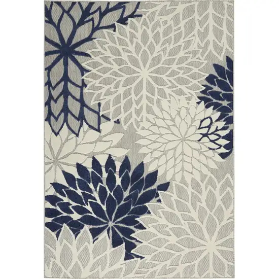 Ivory And Blue Indoor Outdoor Area Rug Photo 2