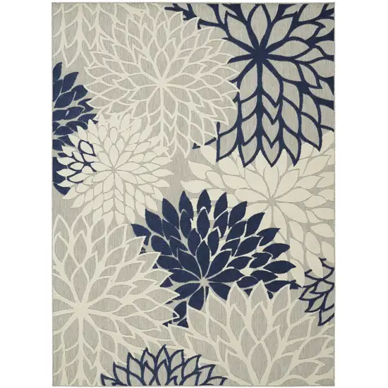 Ivory And Blue Floral Indoor Outdoor Area Rug Photo 1