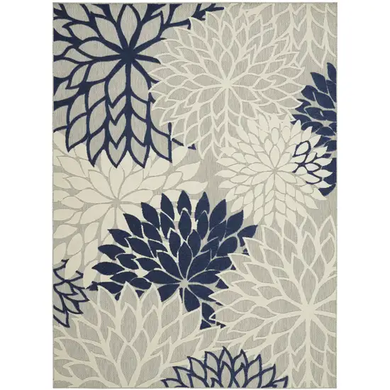 Ivory And Blue Floral Indoor Outdoor Area Rug Photo 6